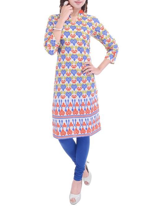 blue cotton straight kurta - 13927375 - Very Small Image - 1