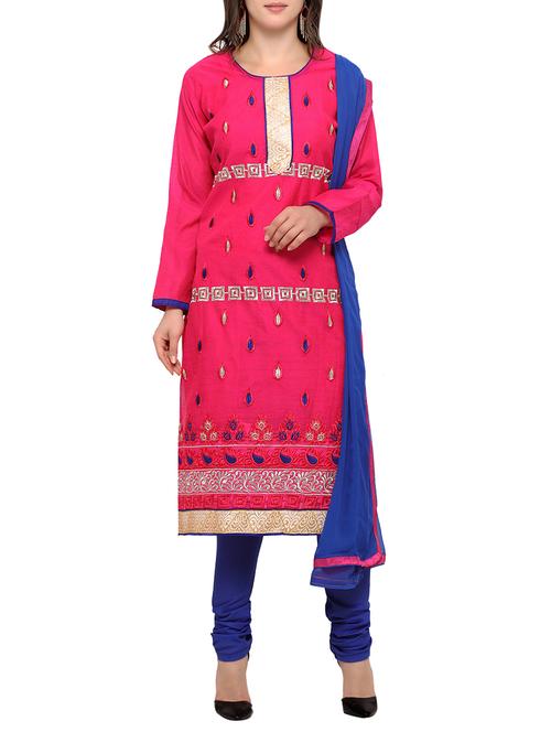 pink chanderi churidaar suits dress material - 13927783 - Very Small Image - 1