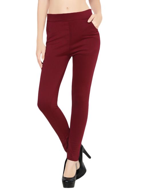 Solid Maroon High Rise Jegging - 13928562 - Very Small Image - 1