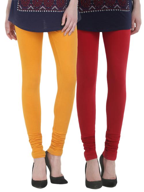 set of 2 multi colored cotton leggings - 13929651 - Very Small Image - 1