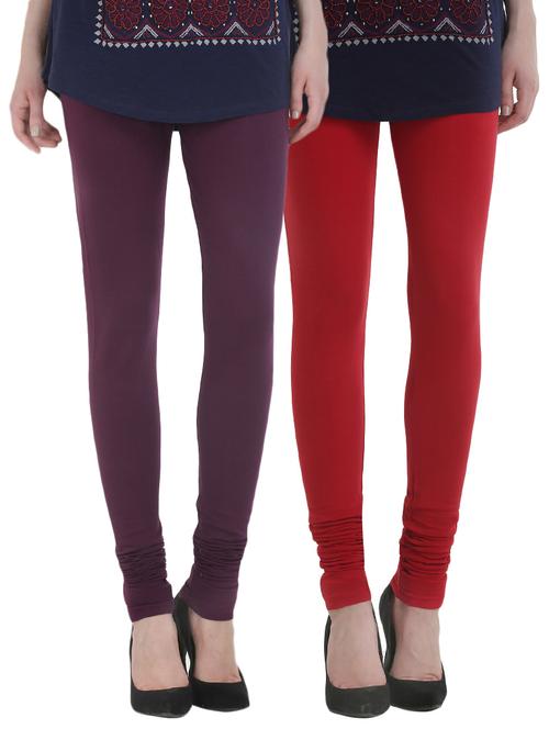 set of 2 multi colored cotton leggings - 13929653 - Very Small Image - 1