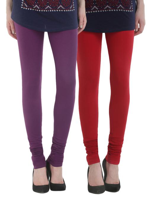 set of 2 multi colored cotton leggings - 13929656 - Very Small Image - 1