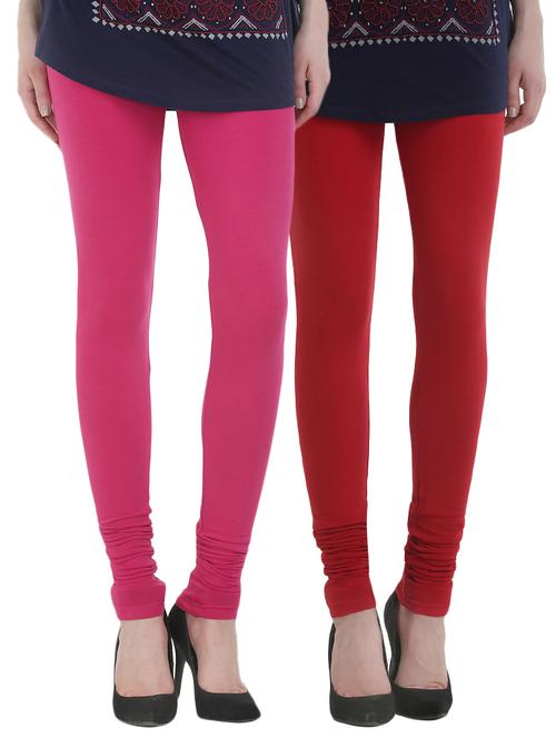 set of 2 multi colored cotton leggings - 13929660 - Very Small Image - 1