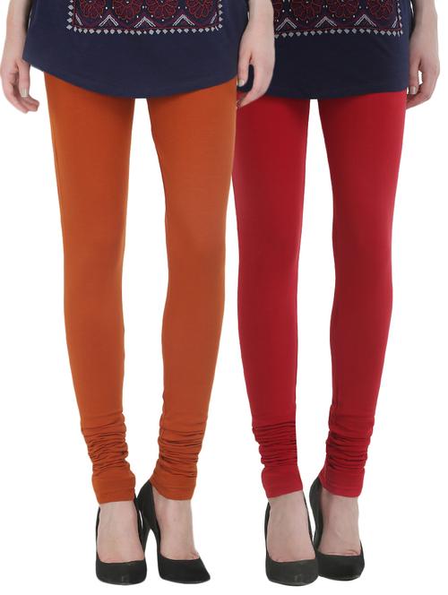 set of 2 multi colored cotton leggings - 13929661 - Very Small Image - 1