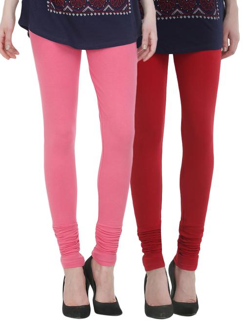 set of 2 multi colored cotton leggings - 13929676 - Very Small Image - 1