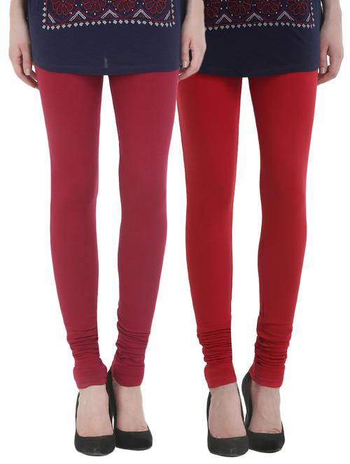 set of 2 multi colored cotton leggings - 13929679 - Very Small Image - 1