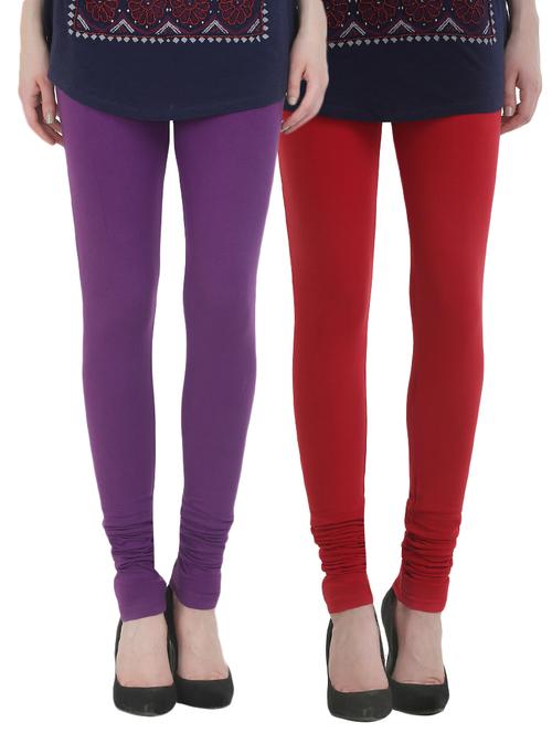 set of 2 multi colored cotton leggings - 13929681 - Very Small Image - 1