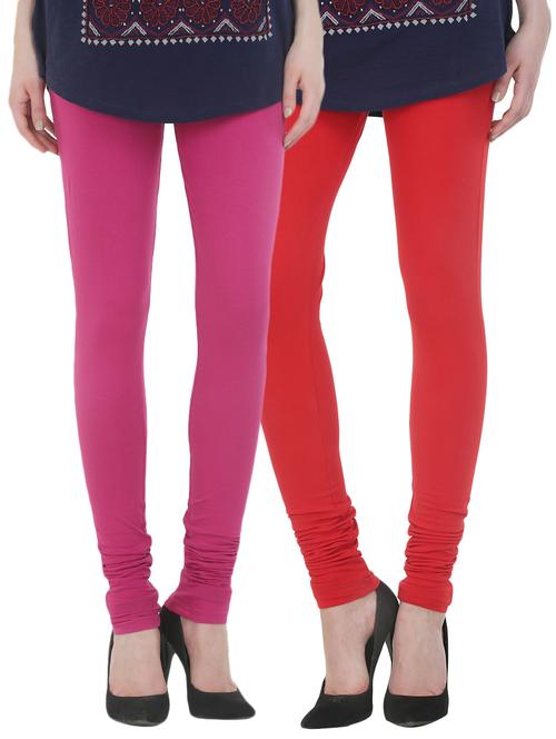 set of 2 multi colored cotton leggings - 13929742 - Very Small Image - 1