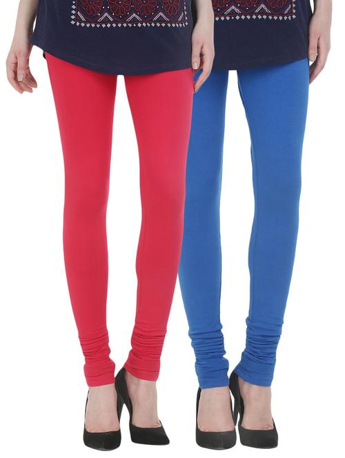 set of 2 multicolored cotton leggings - 13930675 - Very Small Image - 1