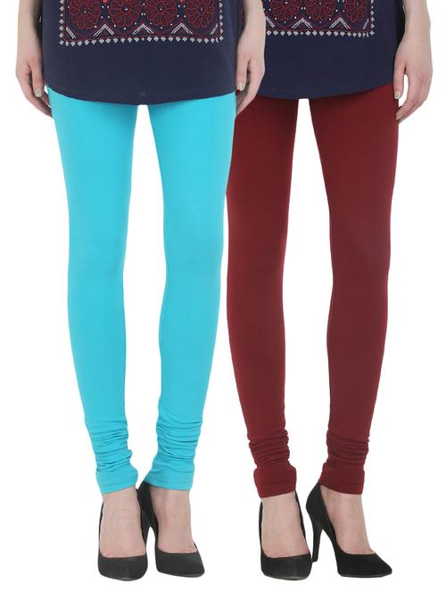 set of 2 multicolored cotton leggings - 13930697 - Very Small Image - 1