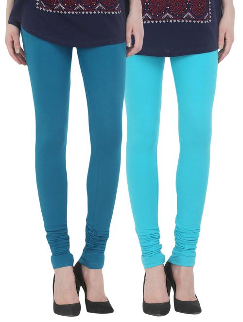 set of 2 multicolored cotton leggings - 13930711 - Very Small Image - 1