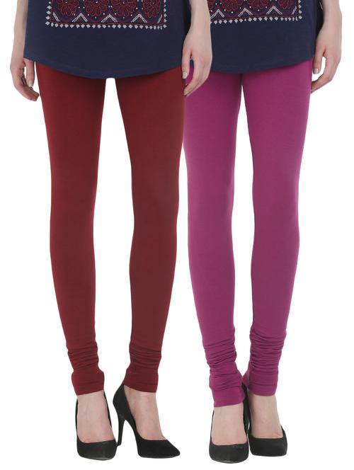 set of 2 multicolored cotton leggings - 13930717 - Very Small Image - 1