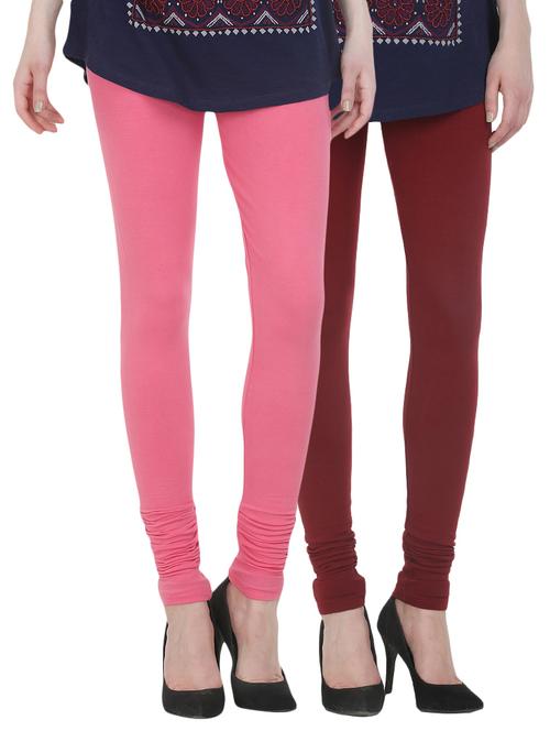 set of 2 multicolored cotton leggings - 13930720 - Very Small Image - 1
