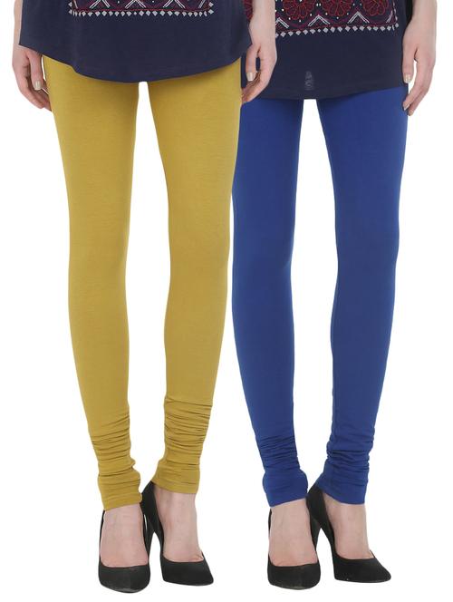 set of 2 multicolored cotton leggings - 13930737 - Very Small Image - 1