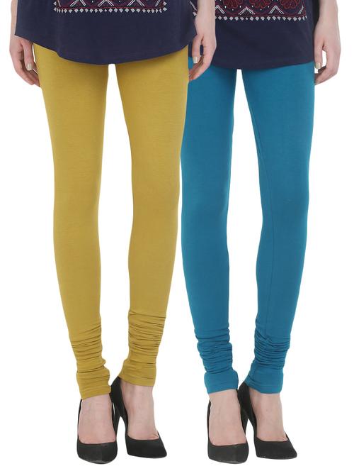 set of 2 multicolored cotton leggings - 13930744 - Very Small Image - 1