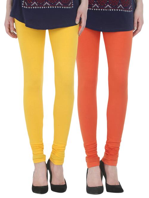 set of 2 multicolored cotton leggings - 13930749 - Very Small Image - 1