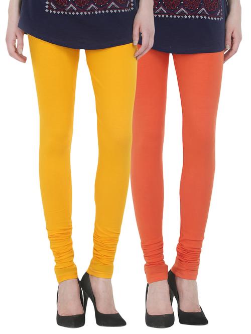 set of 2 multicolored cotton leggings - 13930757 - Very Small Image - 1