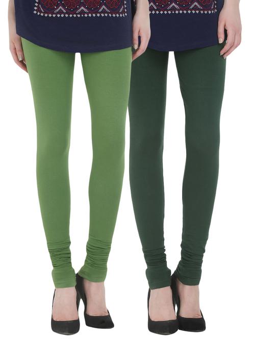 set of 2 multicolored cotton leggings - 13930769 - Very Small Image - 1