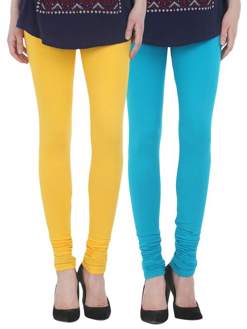 set of 2 multicolored cotton leggings - 13930775 - Very Small Image - 1