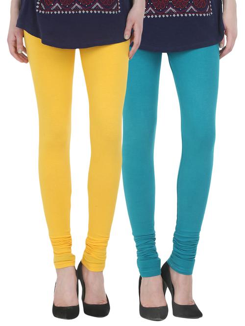 set of 2 multicolored cotton leggings - 13930778 - Very Small Image - 1