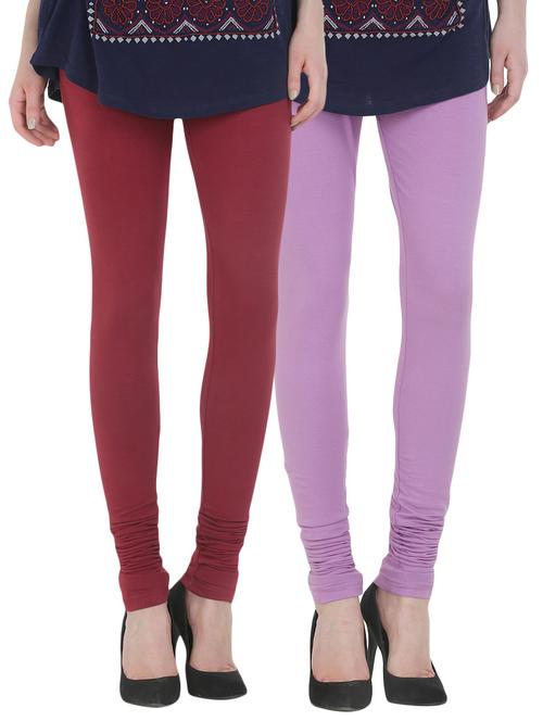 set of 2 multicolored cotton leggings - 13930809 - Very Small Image - 1