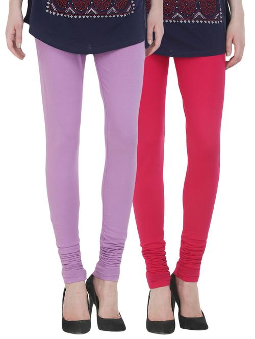 set of 2 multicolored cotton leggings - 13930812 - Very Small Image - 1