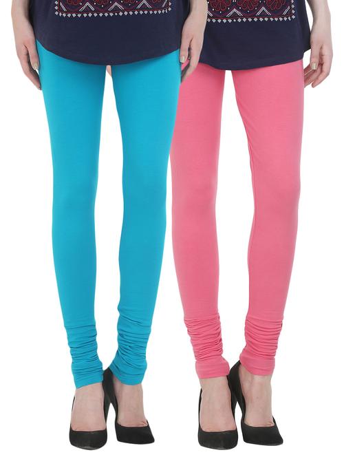 set of 2 multicolored cotton leggings - 13930814 - Very Small Image - 1