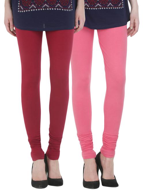 set of 2 multicolored cotton leggings - 13930828 - Very Small Image - 1