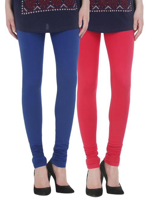 set of 2 multicolored cotton leggings - 13930843 - Very Small Image - 1