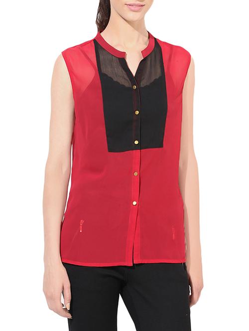 contrast paneled button up shirt - 13932317 - Very Small Image - 1