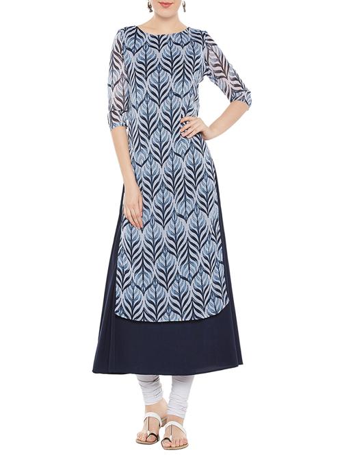 blue georgette a-line kurta - 13932469 - Very Small Image - 1
