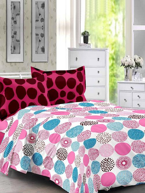 welhouse multicolors super soft cotton double bed sheet with 2 contrast pillow covers - 13932683 - Very Small Image - 1