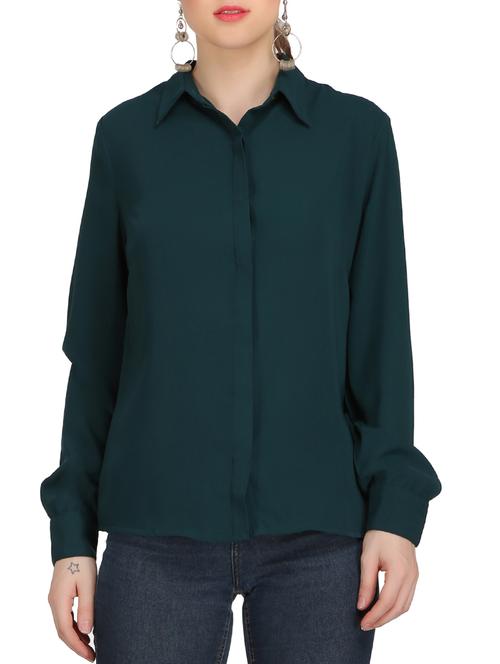 solid emerald green shirt - 13933318 - Very Small Image - 1