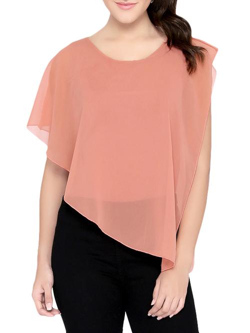 pink georgette asymmetric top - 13933635 - Very Small Image - 1