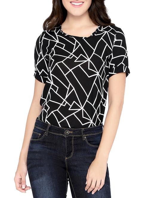 black printed poly georgette regular top - 13933662 - Very Small Image - 1