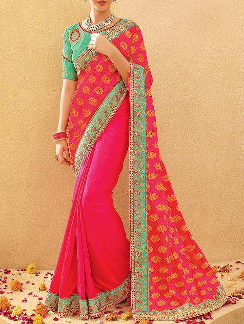 pink silk half & half saree - 13934229 - Very Small Image - 1