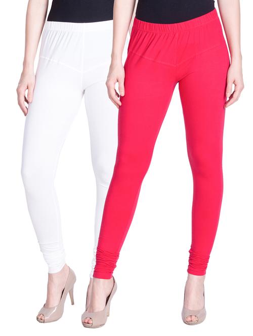 set of 2 multicolored cotton spandex leggings - 13934537 - Very Small Image - 1