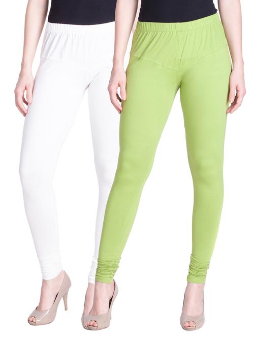 set of 2 multicolored cotton spandex leggings - 13934550 - Very Small Image - 1