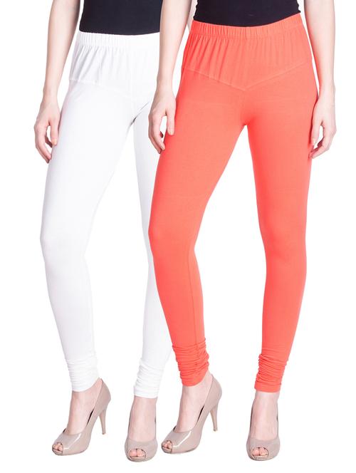 set of 2 multicolored cotton spandex leggings - 13934560 - Very Small Image - 1