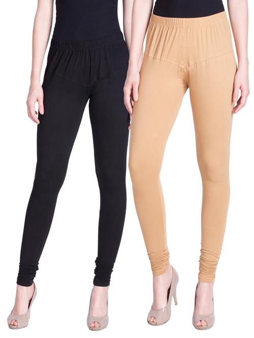 set of 2 multicolored cotton spandex leggings - 13934589 - Very Small Image - 1