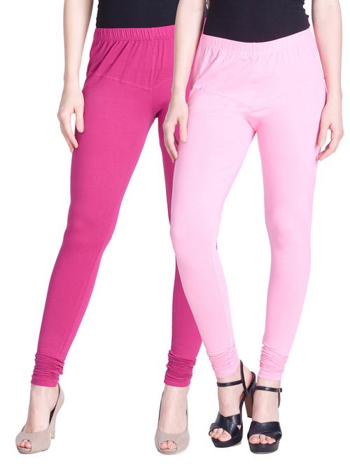 set of 2 multicolored cotton spandex leggings - 13934667 - Very Small Image - 1