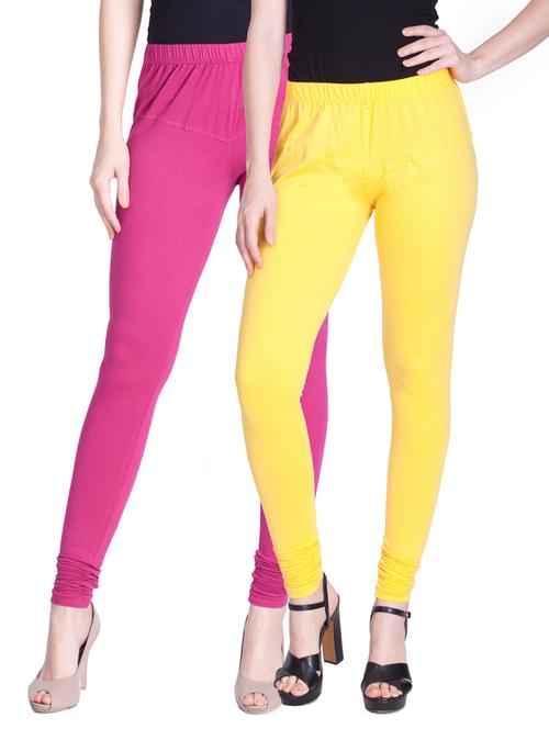 set of 2 multicolored cotton spandex leggings - 13934683 - Very Small Image - 1