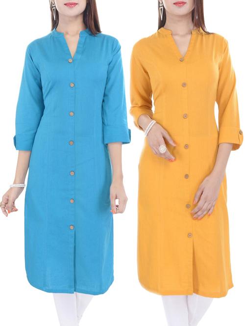 multi colored cotton combos kurta - 13934777 - Very Small Image - 1