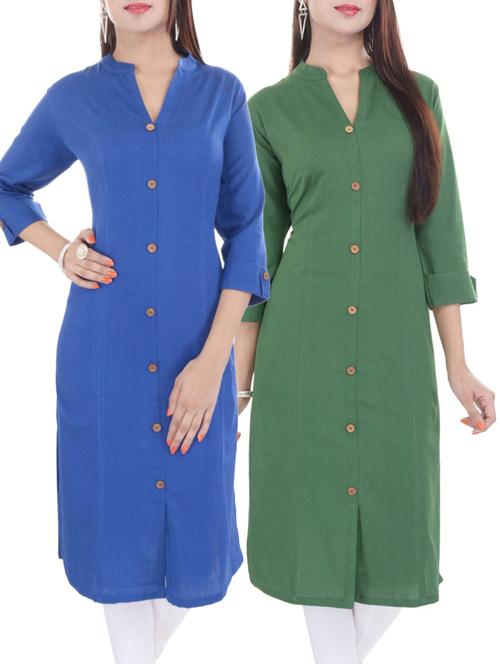 multi colored cotton combos kurta - 13934784 - Very Small Image - 1