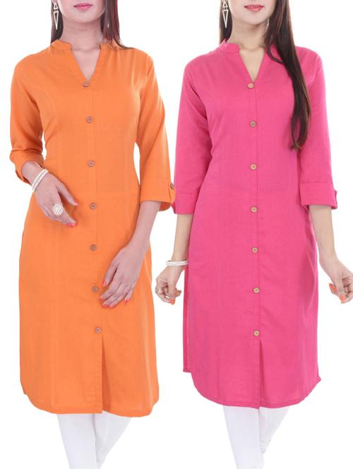 multi colored cotton combos kurta - 13934794 - Very Small Image - 1