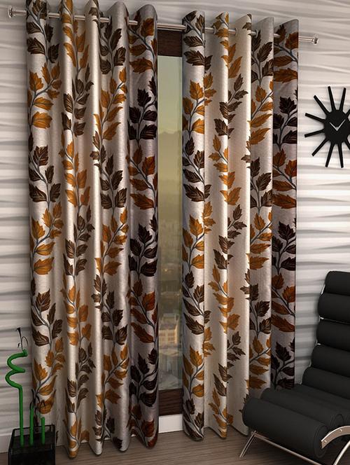 flossy brown polyester set of 2 door curtain - 13935006 - Very Small Image - 1