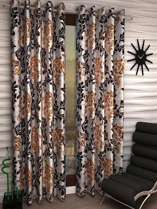 flossy brown polyester set of 2 door curtain - 13935040 - Very Small Image - 1
