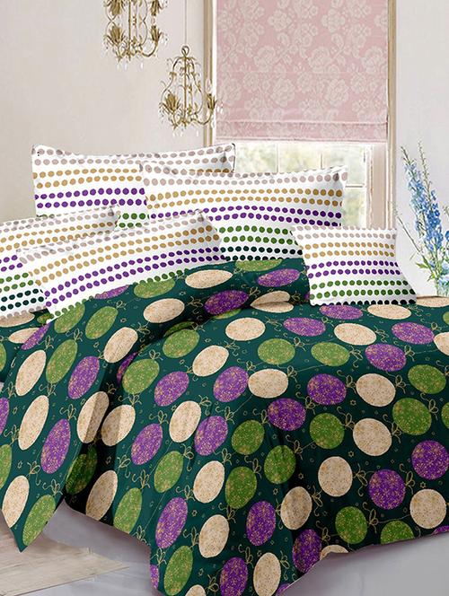 welhouse multicolor super soft cotton double bed sheet with 2 contrast pillow covers - 13935621 - Very Small Image - 1