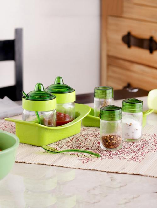 herevin venezia table set - 2 sauce spice jars & 2 spice shakers & toothpick holder - 13937307 - Very Small Image - 1