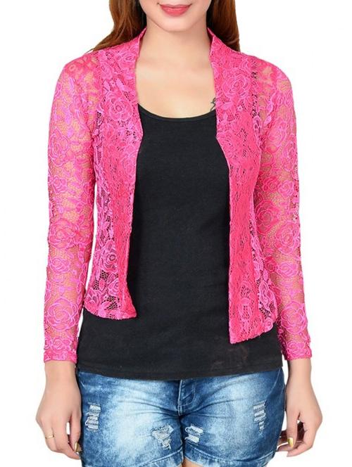 pink net asymmetric shrug - 13938236 - Very Small Image - 1
